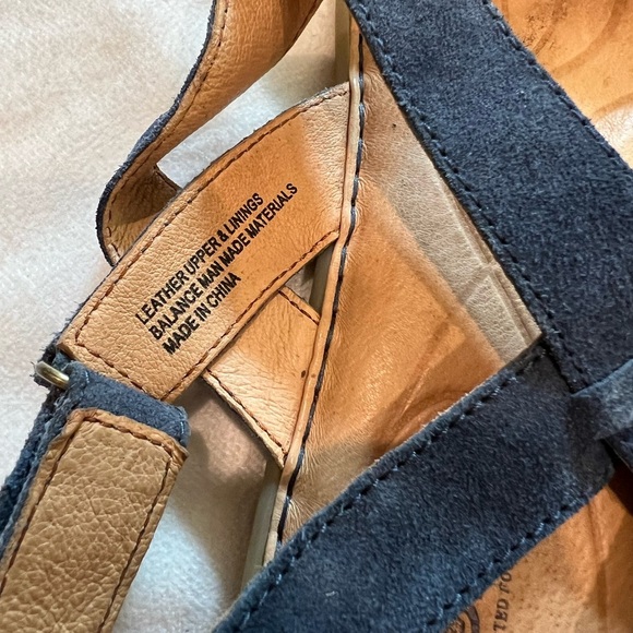 Born Navy Blue Strappy Adjustable Leather Sandals Minimalist Comfort Size 9 - Picture 7 of 9